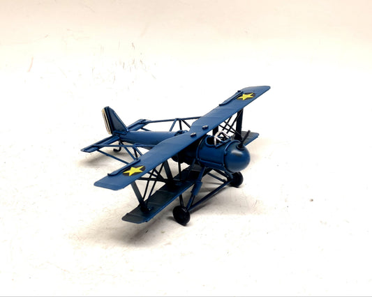Vintage Blue Biplane Model