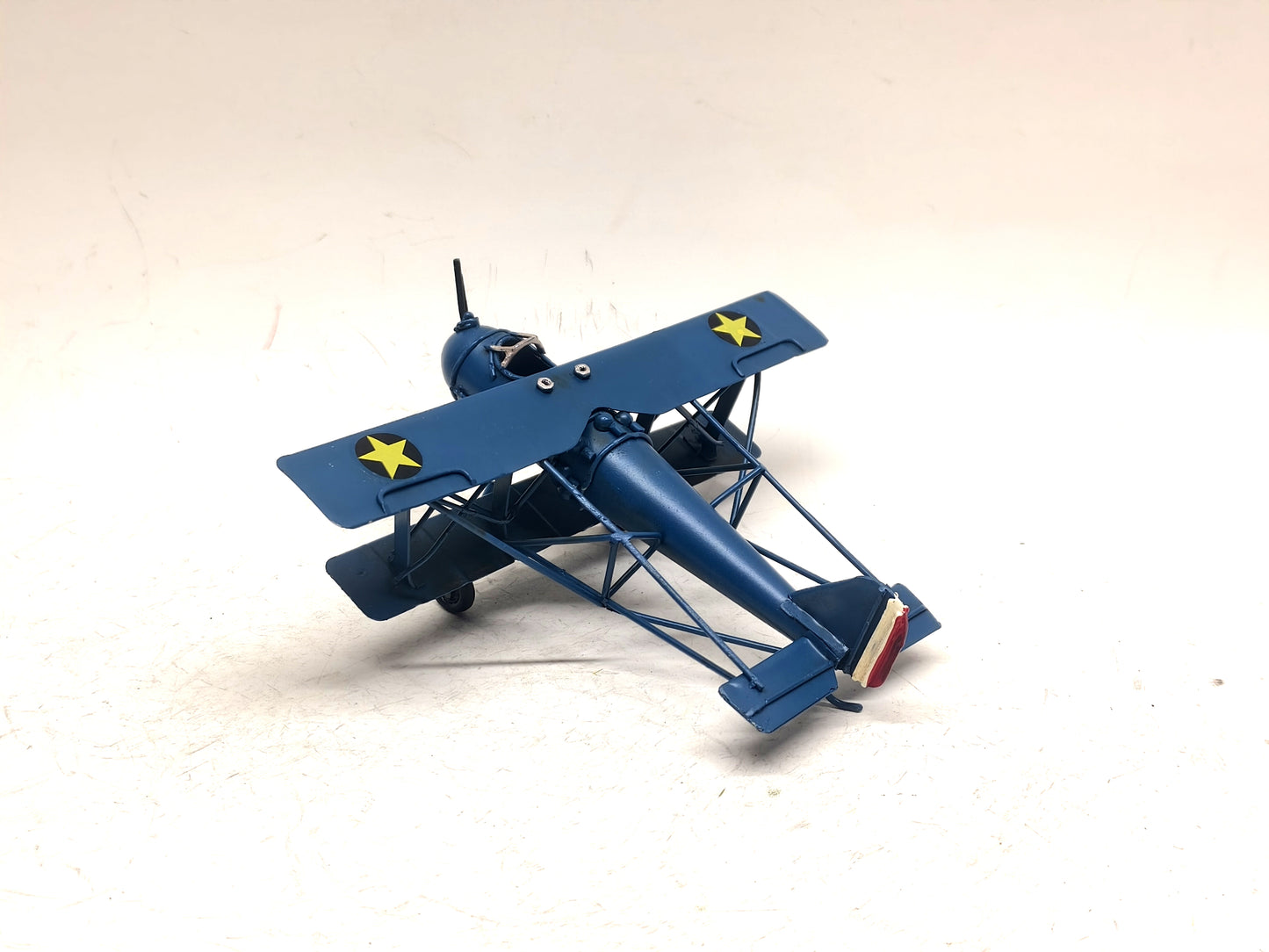 Vintage Blue Biplane Model