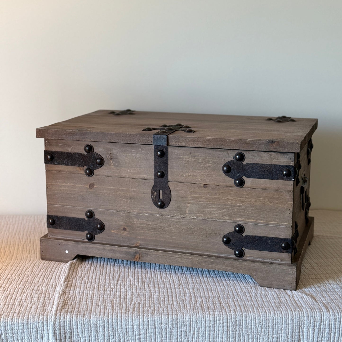 Rustic Wooden Storage Chest with Metal Accents (SMALL)