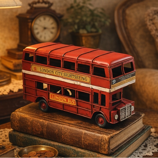 Vintage Double-Decker London Bus Decor
