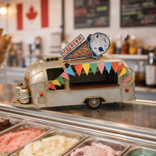 Vintage Ice Cream Trailer Metal Decor
