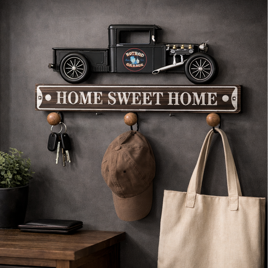 Vintage Hot Rod Wall Hook Decor