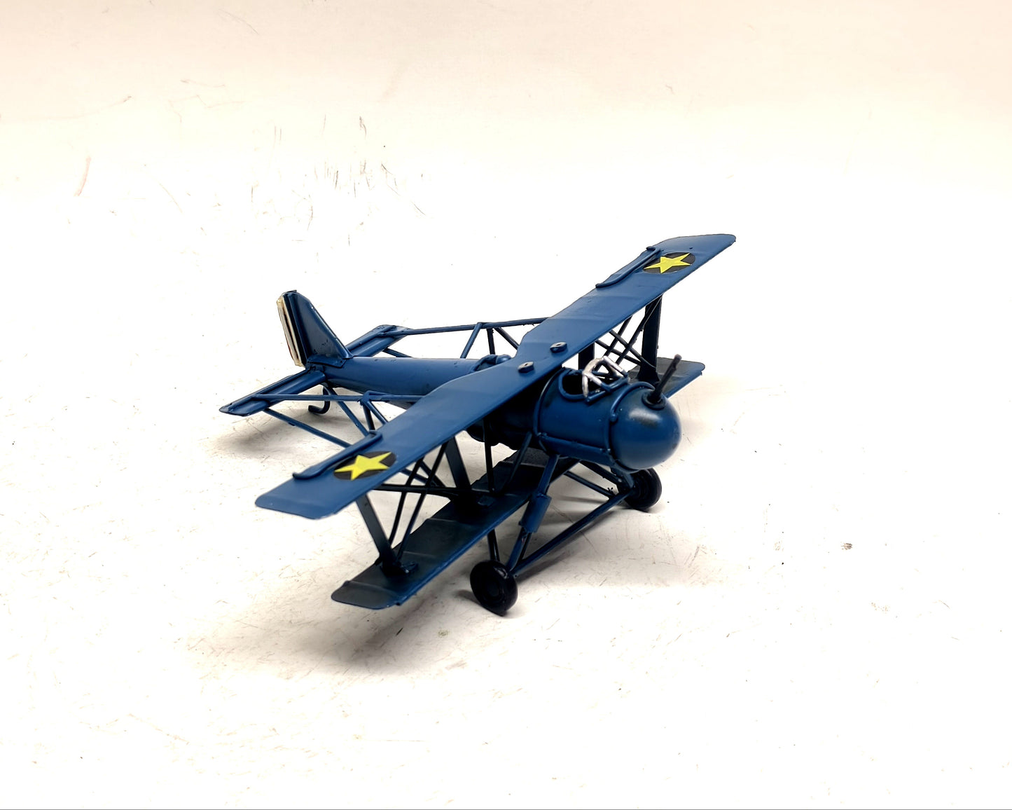 Vintage Blue Biplane Model
