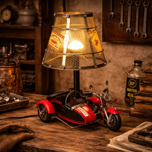 Vintage Motorcycle USB Table Lamp