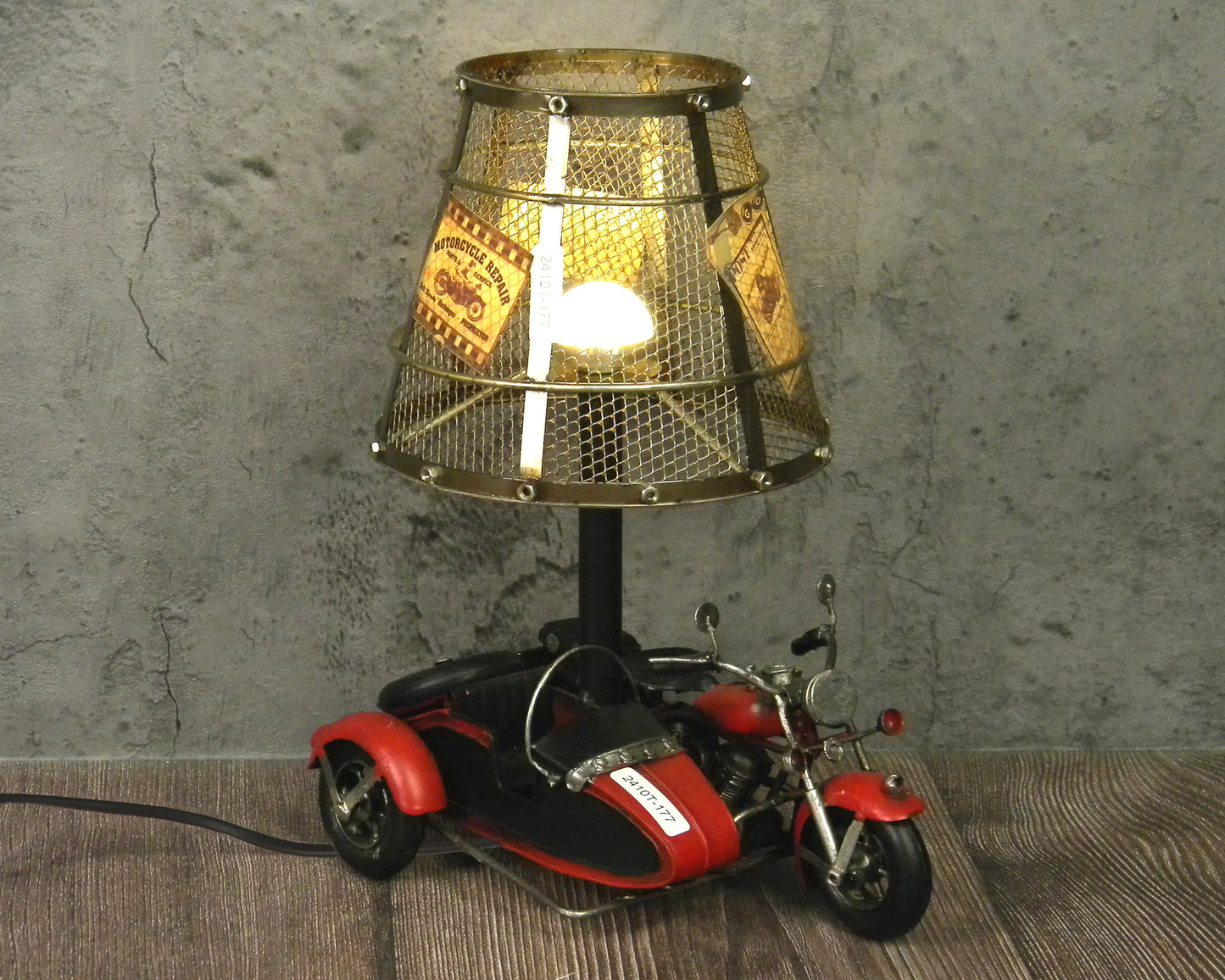 Vintage Motorcycle USB Table Lamp