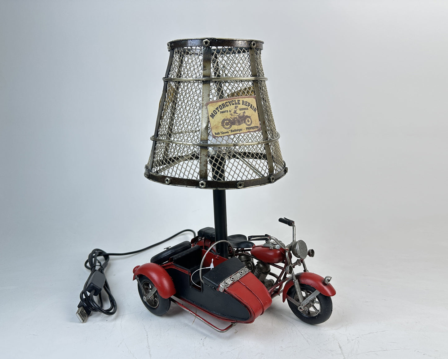 Vintage Motorcycle USB Table Lamp