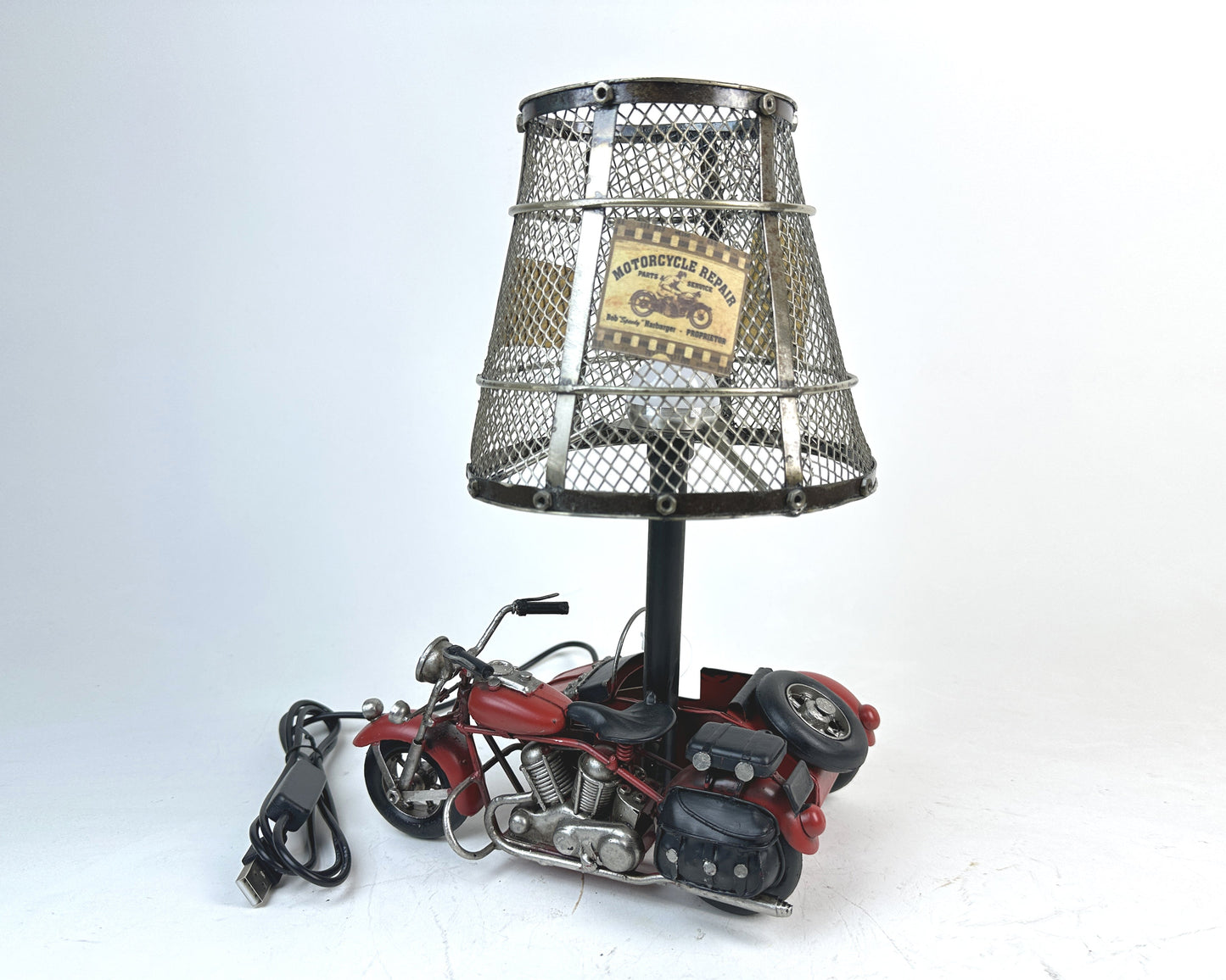 Vintage Motorcycle USB Table Lamp