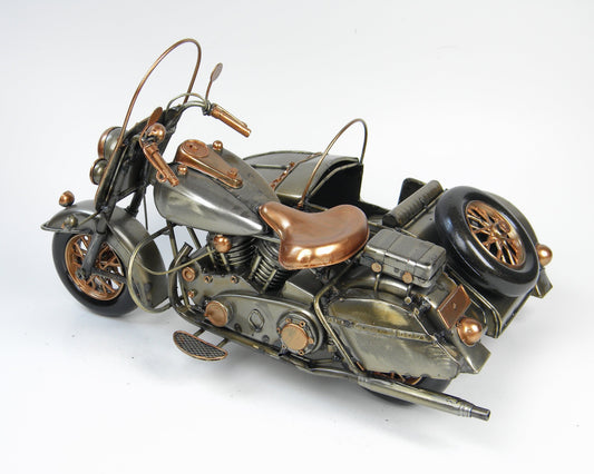 Vintage Metallic Sidecar Motorcycle Decor