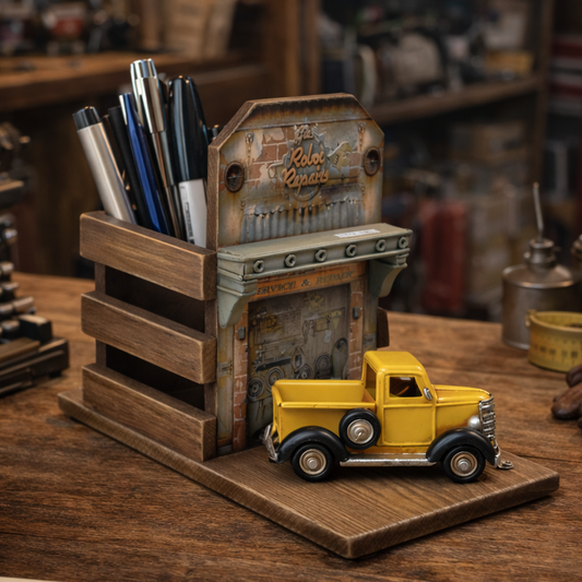 Vintage Garage Pen Holder Decor