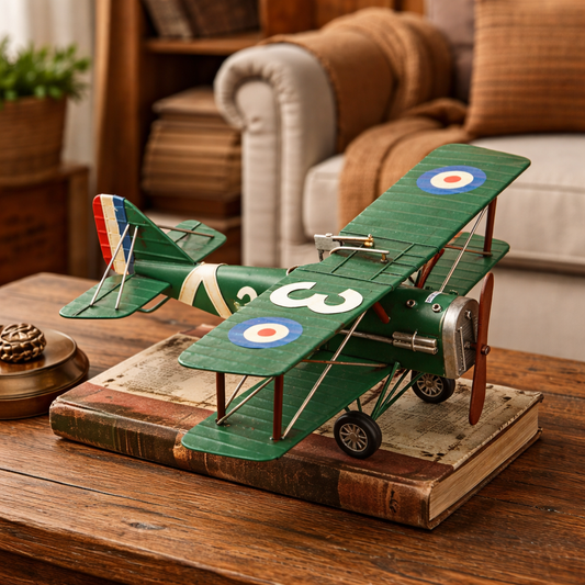 Vintage Green Biplane Model