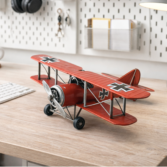 Vintage Red Biplane Model