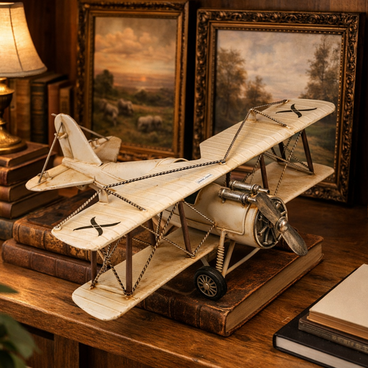 Vintage Ivory Biplane Model
