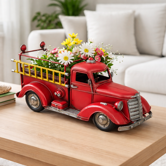 Vintage Fire Truck Flower Pot