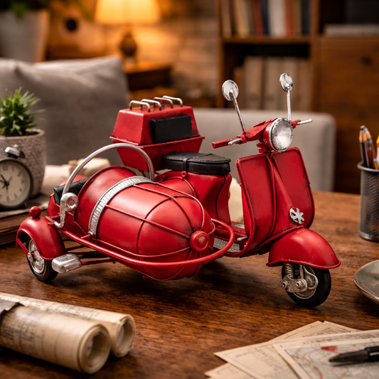 Vintage Red Scooter Sidecar Decor