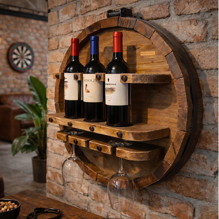 Rustic Barrel Wine Holder