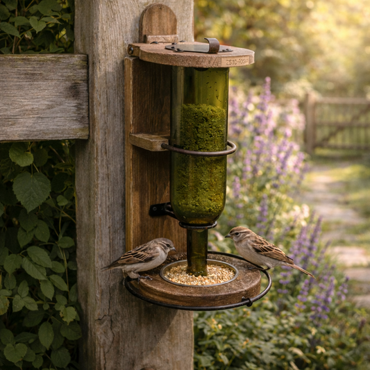 Rustic Bottle Bird Feeder