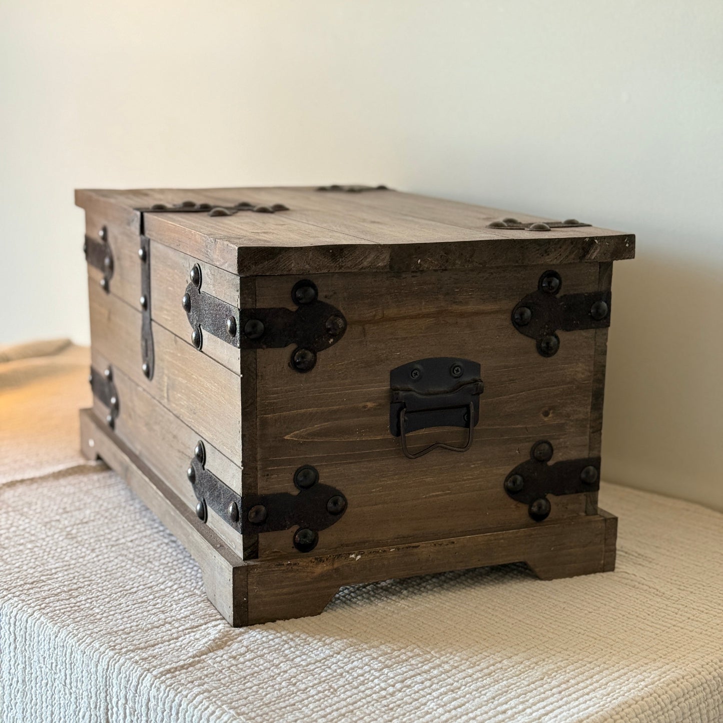 Rustic Wooden Storage Chest with Metal Accents (SMALL)