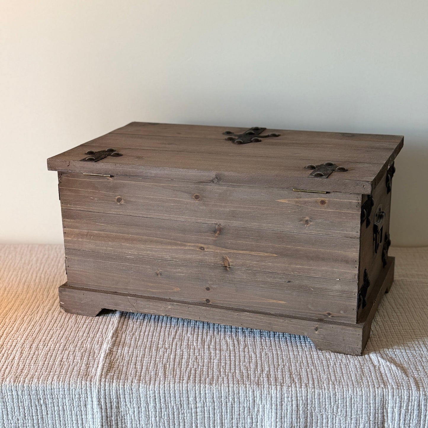 Rustic Wooden Storage Chest with Metal Accents (SMALL)