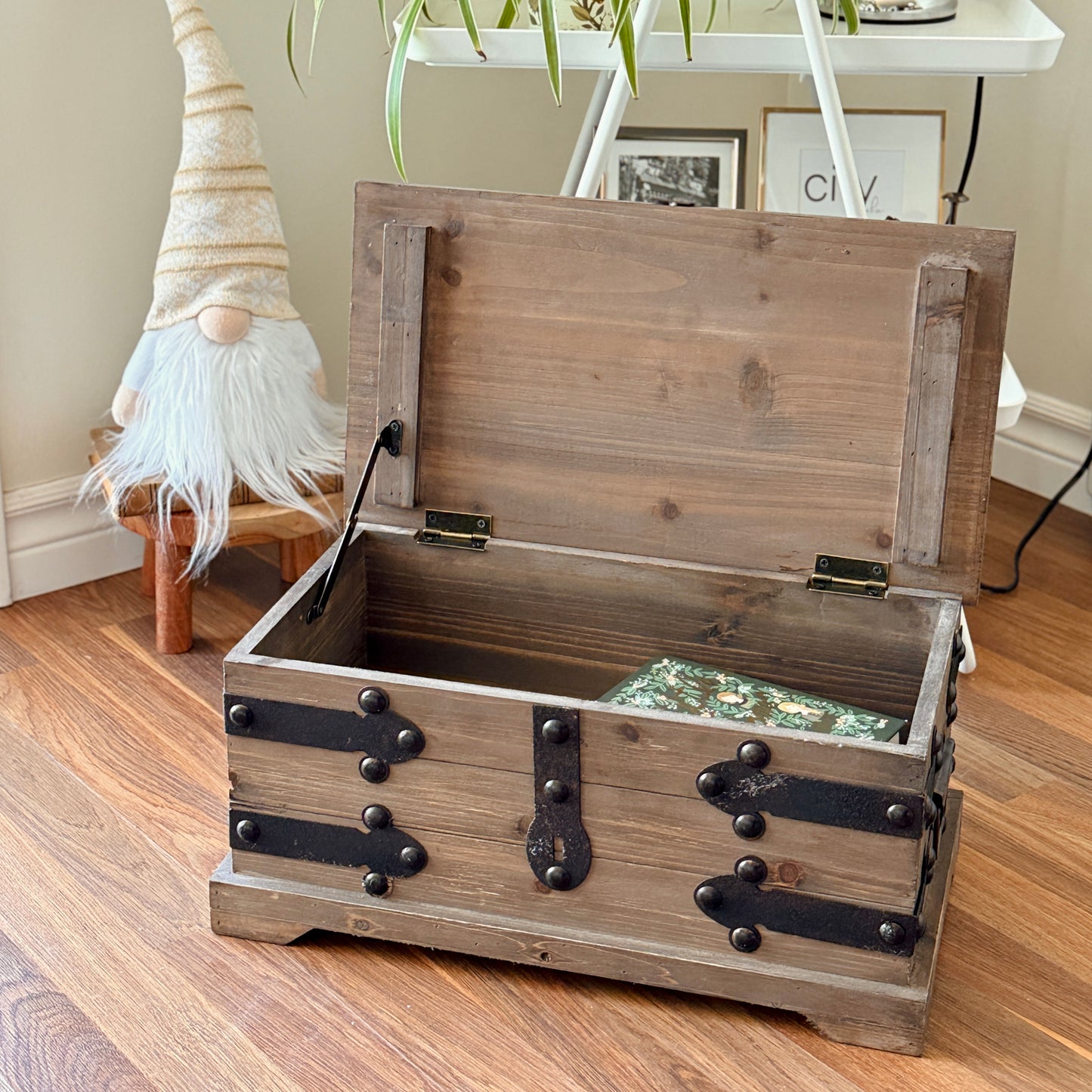 Rustic Wooden Storage Chest with Metal Accents (SMALL)